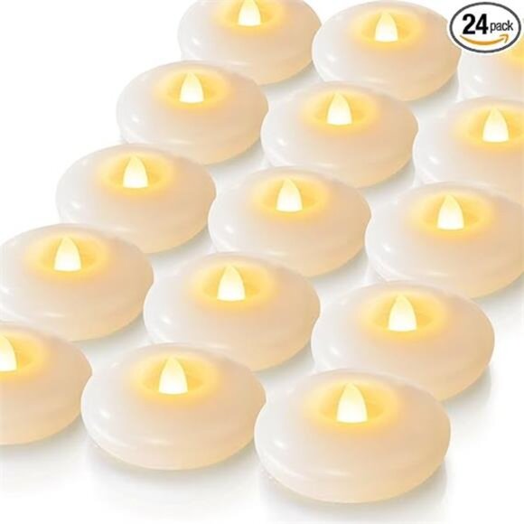 24 Pack 3” Flameless Led Floating Candles, 200 Hour White Battery Operate - Picture 7 of 7